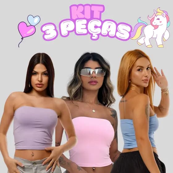 KIT 3 Tube Top Tomara Que Caia Com Forro No Busto