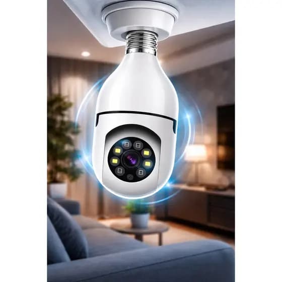 Câmera Segurança Lâmpada WiFi 360° HD com Visão Noturna, Áudio, Alerta e Acesso Remoto App