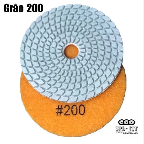 Lixa Diamantada Brilho d'água Grão 200 para Mármore, Granito, Porcelanato, Concreto, Marmoraria