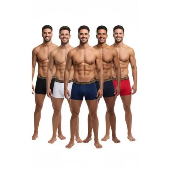 kit 5 Cuecas Boxer Lisa Adulto Malha Peruana 100% Algodão