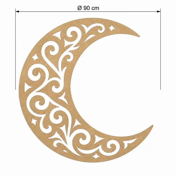 Meia Lua MDF 6mm com efeito vazado Arabescos