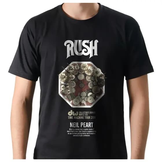 Camiseta Camisa Banda Rock Rush Neil Peart Bateria Time Machine 100% Algodão
