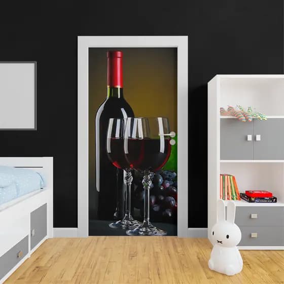 TAÇA DE VINHO 01510 - Adesivo Para Portas De Madeira Ou Vidro, decoração Cozinha