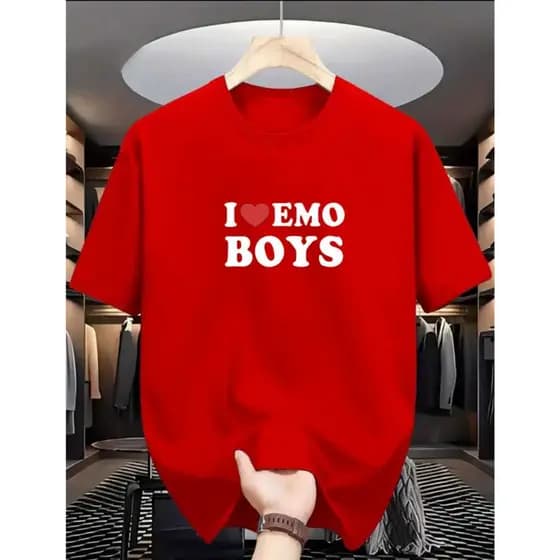 Camiseta Algodão I Love Emo Boys Coração