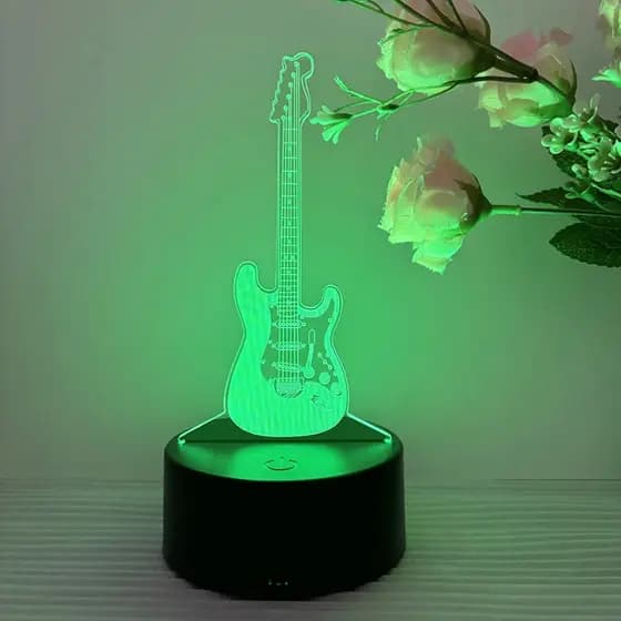 Luminária LED 3D de Mesa / Guitarra / instrumento musical / controle remoto