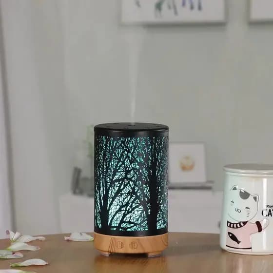 Umidificador De Ar Aromatizador De Ambientes Madeira Com Listras Aromterapia