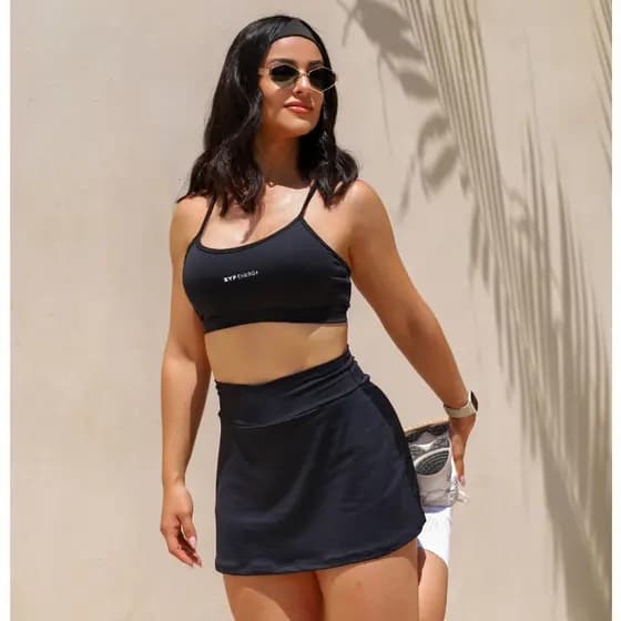 Conjunto Feminino Fitness Suplex Premium | Top + Short Saia com Bolso | Confortável