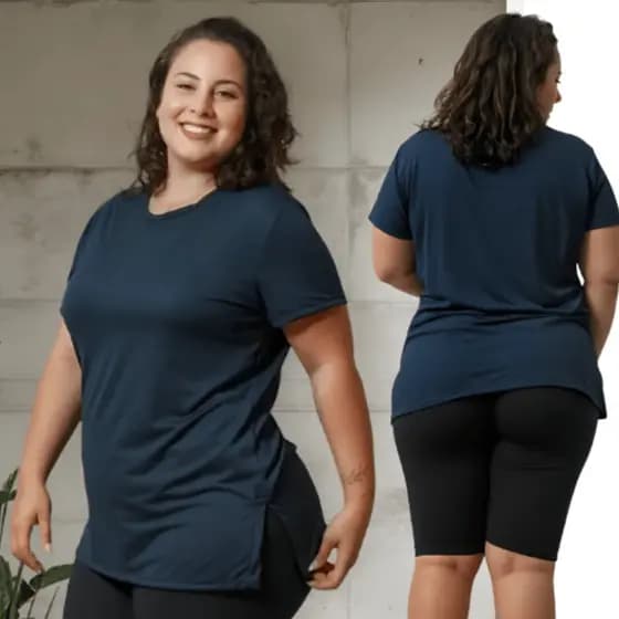 Camiseta Feminina Plus Size Dry Fit Blusa Tapa Bumbum T-shirt Roupa Academia Treino Corrida Curve