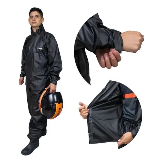 Capa Chuva Moto Impermeavel Pvc Masculino Preta Tamanho G