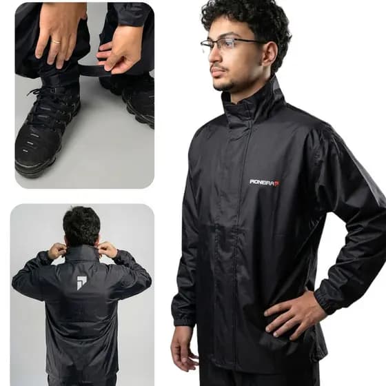 Capa Chuva Nylon Moto Impermeável Conjunto Jaqueta Calça Completo Tamanho M