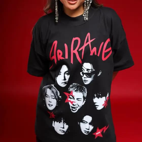 Camiseta feminina Oversized BTS Camisa Oversized K-Pop Tendencia Casual