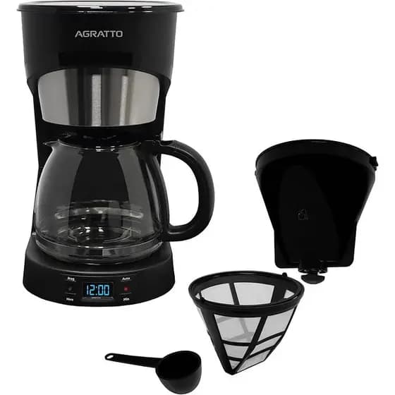 Cafeteira Elétrica Programável Cafeteira 38 Xícaras Preta Cafeteira 220V Agratto Maquina de Café