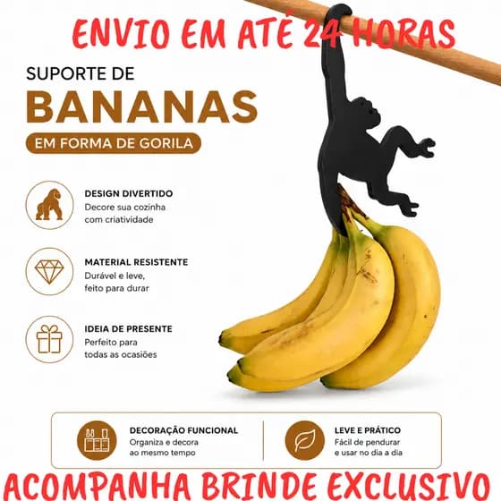 Suporte de Banana divertido em forma de Gorila