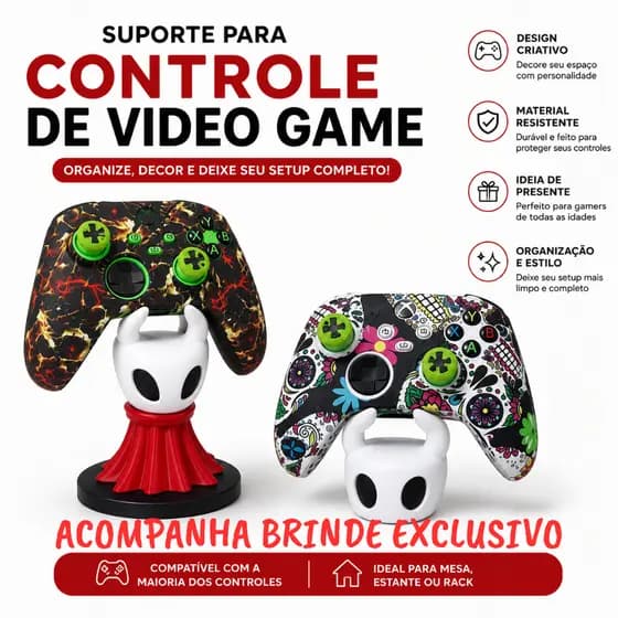 Suporte para Controles Ps5/Ps4/Xbox universal - Hollow Knight e Hornet Silksong - Presente/Decoração