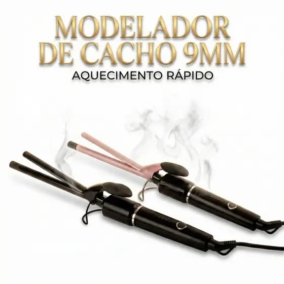 Modelador de Cachos Profissional 9mm Bivolt Cerâmico Cachos Finos E Definidos