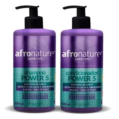 Shampoo Power 5 + Condicionador Power 5 All Nature - Afronature