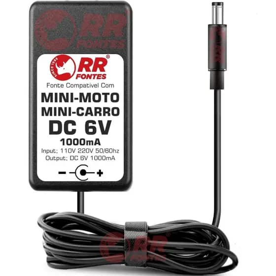 Fonte Carregador DC 6v 1a Para Babycars Mini Carros Mini Moto