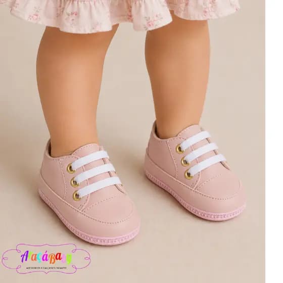 Tênis casual feminino baby sapatinho dia a dia com cadarço
