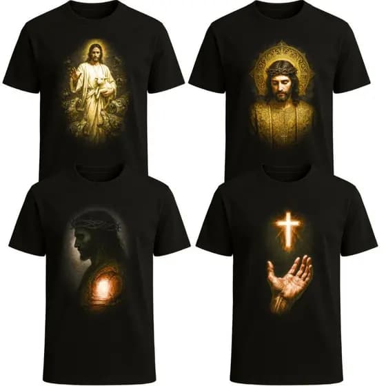 Camiseta Religiosa Estampa Jesus Cristo Cruz Católica Unissex