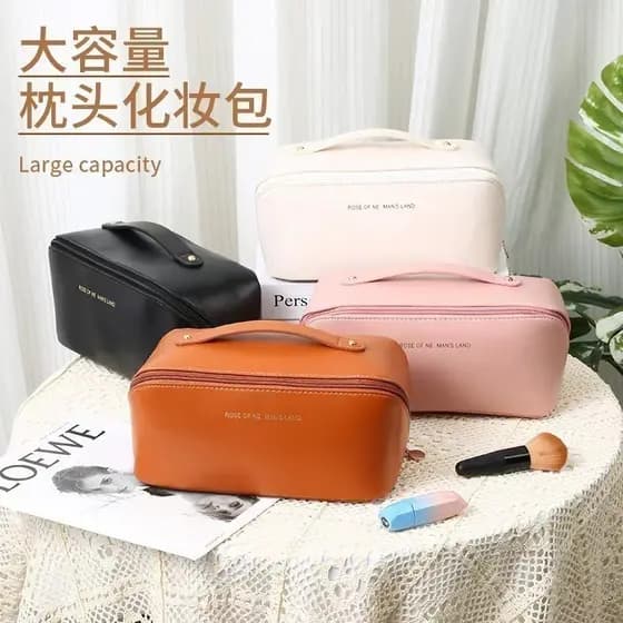 ANA1108/ 10 Bolsa Necessaire Feminina para Maquiagem e Cosméticos Couro Maleta De Grande Capacidade Portátil