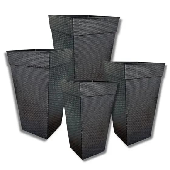 kit 04 vaso rattan grande flores e plantas 17Litros Casa e Decoração Jardim