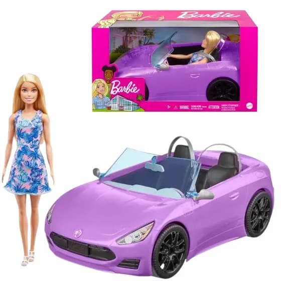 Boneca Barbie Com Carro Conversível Roxo HBY29