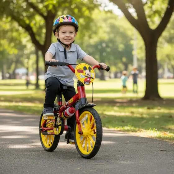 Bicicleta Infantil Aro 12" Mickey Nathor Vermelha