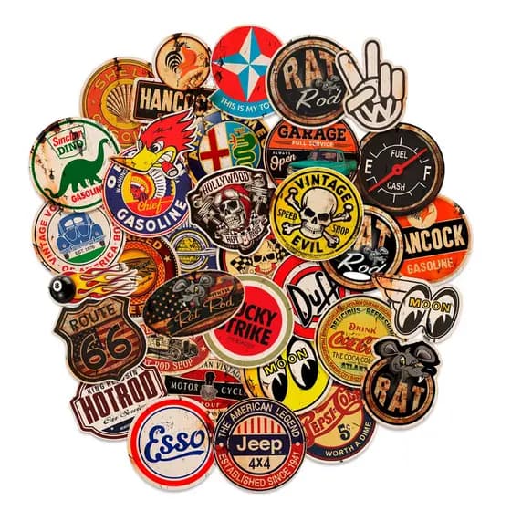 30 Adesivos Retrô Vintage Fusca Antigo Hoodride Volkswagen Ferrugem Carro Moto