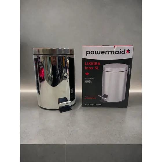 Lixeira 5 Litros Inox Com Pedal Cesto Interno e Alça para Transporte