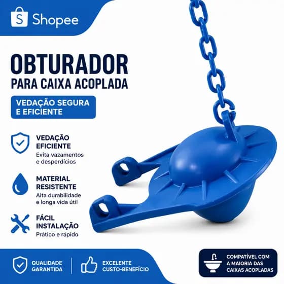 Reparo Caixa Descarga Acoplada Obturador Universal Com Corrente
