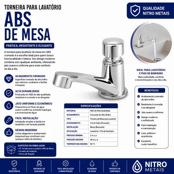 Torneira automática lavatório temporizada 1194 ABS