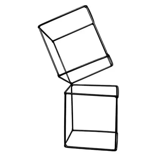 Peça Decorativa Geométrica em Metal – 2Cubos Preto e Dourado