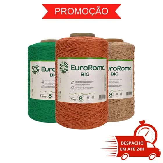 Barbante EuroRoma Big Cone 1,8 KG Espessura 8 - Escolha Cor