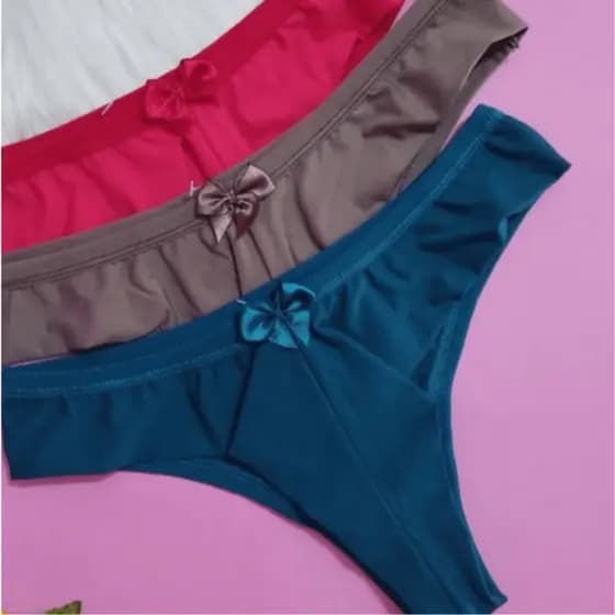 kit com 3 Calcinhas Fio Duplo Não Marca Moda Feminina
