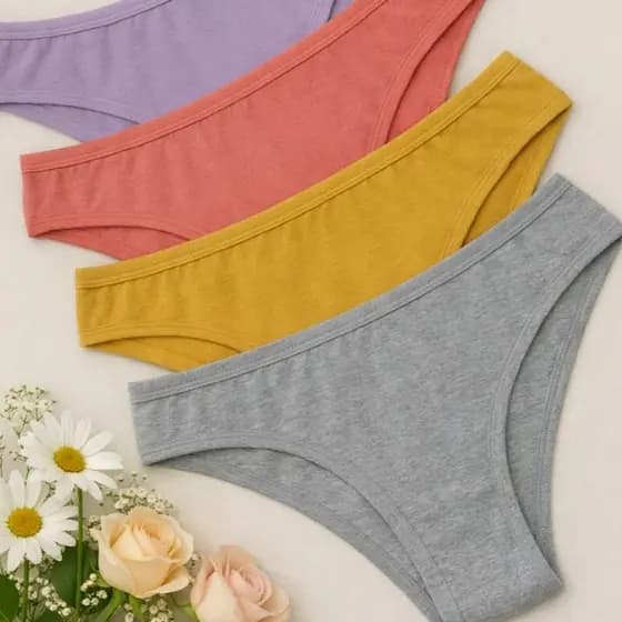 Kit 4 Calcinhas Tanga Algodão Femininas Lisas