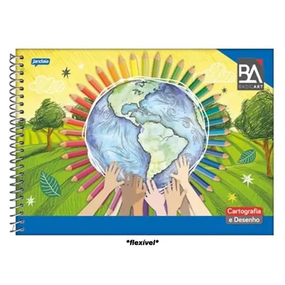 Caderno Cartografia e Desenho Jandaia 48 Folhas – Capa Flexível com Espiral 275x200mm Escolar