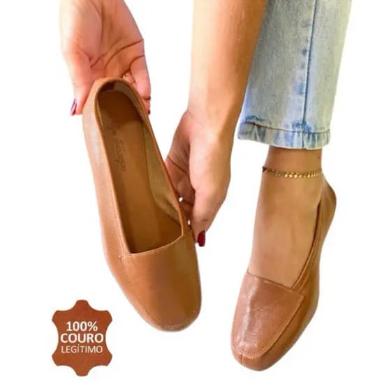 Sapato Mocassim Caramelo Sapatilha Feminino Couro Legítimo Excelente Qualidade Conforto Macio