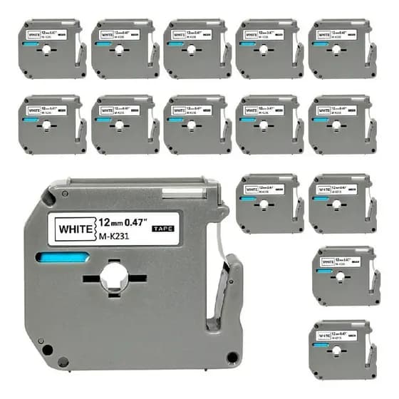 15x Fita Compatível Com Brother Mk231 T Branca 12mm Pt 80 70 Cor Branco