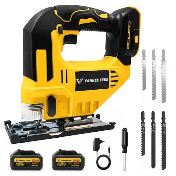 Serra Tico Tico Elétrica Sem Fio 21V 350W Motor Brushless Velocidade Variável 3000RPM 2 Baterias Lítio Kit Completo