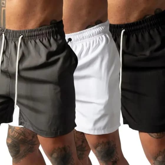 Kit 3 Bermuda Short Masculino Tactel Com Elastano