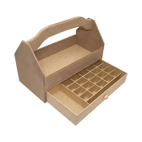 Maleta Porta Esmalte Maquiagem com Gaveta e 22 Divisorias Mdf Madeira