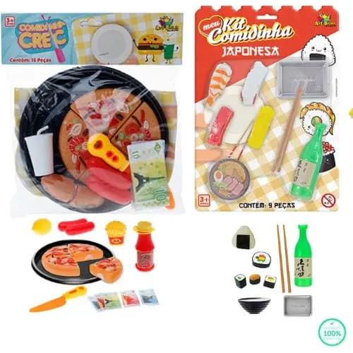 Brinquedo Comidinha Lanches, Pizzas e comidinha Japonesa Crec Crec!