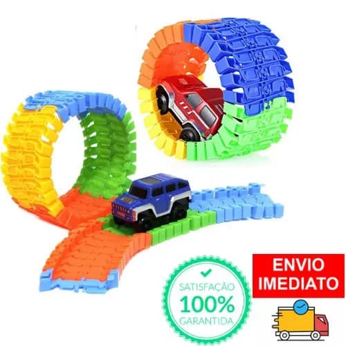 Carro Carrinho de brinquedo pista colorida flexível maluca relâmpago.