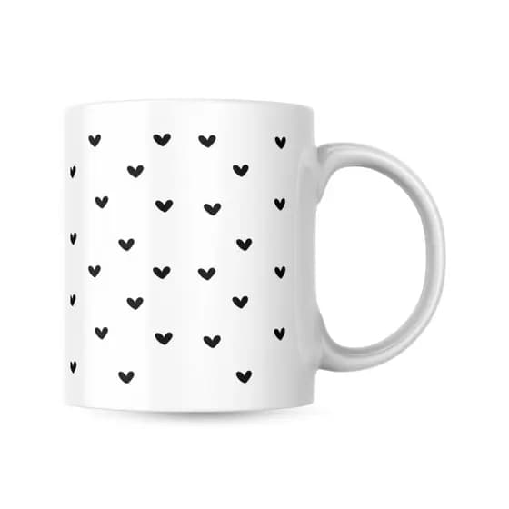 Caneca Xicara de Porcelana 325ml Corações Personalizada Casa Decoração Presente
