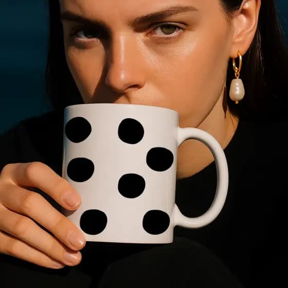 Caneca Xicara de Porcelana 325ml Bolinhas Pinterest Personalizada Casa Decoração Presente