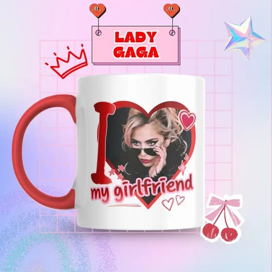 Caneca Xicara Porcelana 325ml Lady Gaga Little Monsters Fã Personalizada Presente Decoração Casa