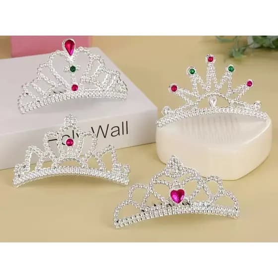 Kit com 12 /24 Mini Coroa de Princesa Pente strass penteado prata noivinhas daminha Deputante festa Infantil casamento