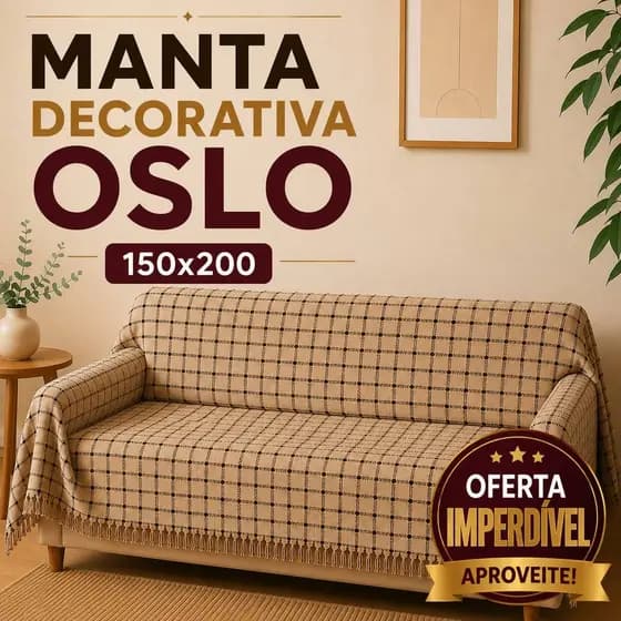 Manta Oslo Quadriculada 2,00m × 1,50m Gigante Sofá e Cama | Decorativa Disponível promoção