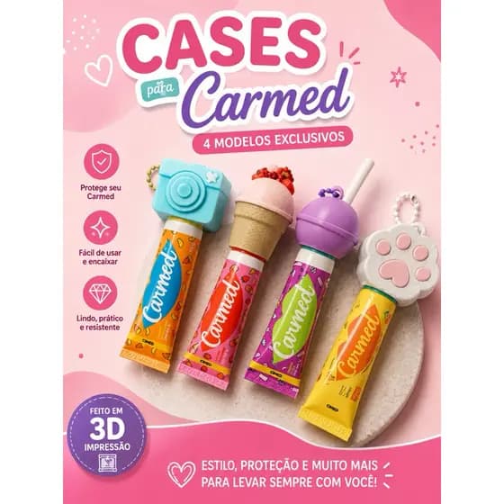 Case para Carmed com Argolinha Chaveiro Tampinha Decorativa 4 Modelos
