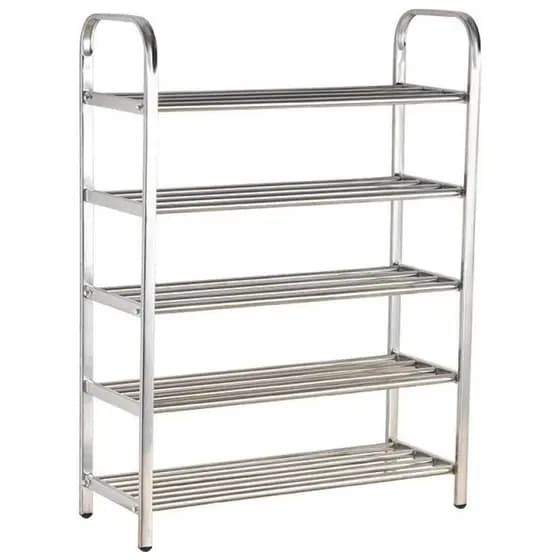 Sapateira Prateleira Inox 5 Andares Sandalia Calçado Tenis Sapato Organizaçao Objeto Entrada Estante Rack Multiuso